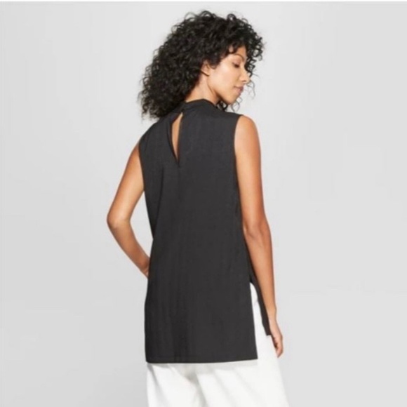 ❤️FINAL PRICE✨prologue black sleeveless mock neck textured blouse✨ - Picture 2 of 7